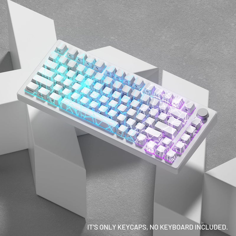 HITIME x XVX Shine Through Keycaps w/IMD Tech, Custom Spider Web Keycaps 60 75 100 Percent, White Key Cap Set Lines Backlit, OEM Profile Side Printed for Keyboards - Image 5